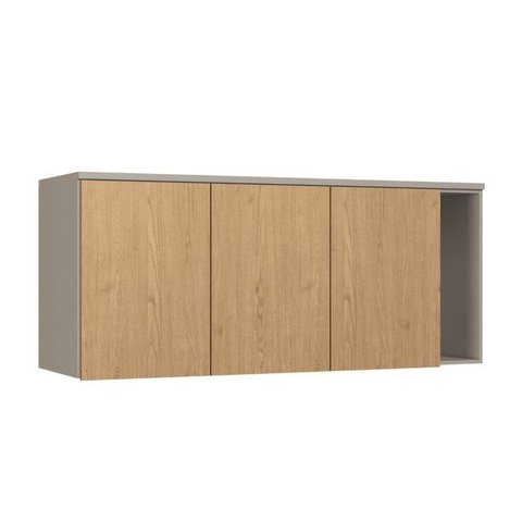 Guarda-Roupa Módulo Aéreo 3 Portas Elegantes Marrom/Níquel/Angelin