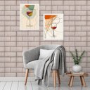 Ver imagem 2 de Kit 2 Quadros Vinhos - Linhas Abstratas 45x34cm - com Vidro:moldura Branca