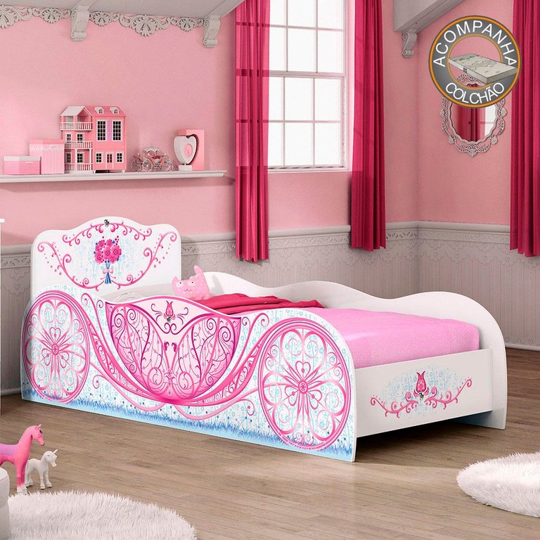 Cama Infantil Carruagem com Colchão Gazin Móveis Estrela