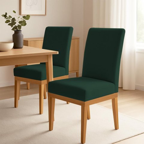Kit 2 Cadeiras de Jantar Solana Suede Base de Madeira - Pallazio Cor:Verde