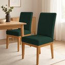 Ver imagem 1 de Kit 2 Cadeiras de Jantar Solana Suede Base de Madeira - Pallazio Cor:Verde