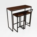 Ver imagem 1 de Bancada Cozinha Balcão Gourmet 120cm Imbuia 2 Banquetas Estofado Pt