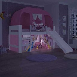 Cama com Escorrega Barraca e Luz/LED Princesas Original Disney PuraMagia - 1