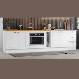 Balcão Modulado 300cm de Cozinha com Espaço para Cooktop Forno de Embutir Pia Americana Henn - 10