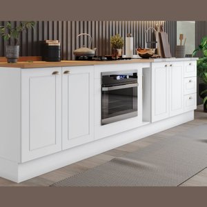 Balcão Modulado 300cm de Cozinha com Espaço para Cooktop Forno de Embutir Pia Americana Henn