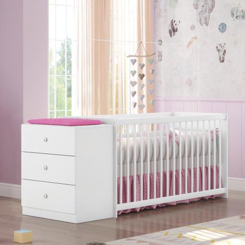 Berço Cômoda Gutti Branco Atóxico Móveis Estrela