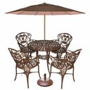 Ver imagem 1 de Conjunto de Mesa Jardim e Piscina 4 Cadeira Aluminio Fundido Marrom