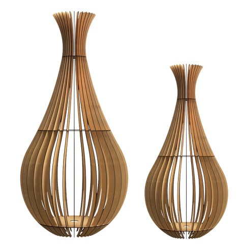 Abajur Grande de Chão GOTAS DE ORVALHO MDF Luminária -:Marrom/Kit com 2 - 90x40cm e 75x40cm