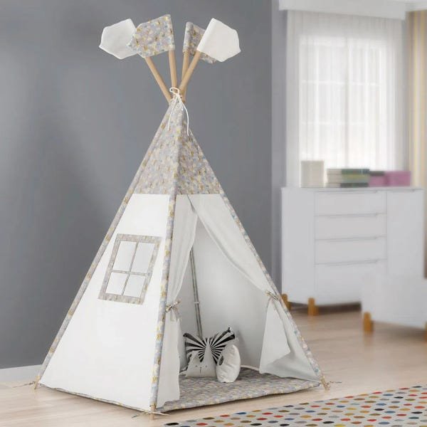 Cabana Tenda Infantil Mundo Mágico com Acolchoado Luz de LED Estrela - 2