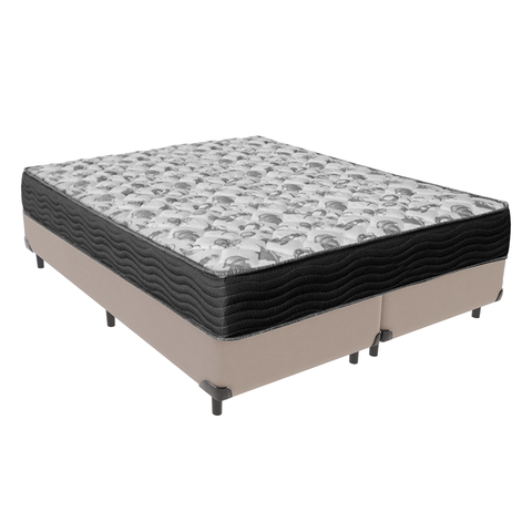 Cama Box Bipartido Queen Bege e Colchão Iso 100 D33 Ortobom