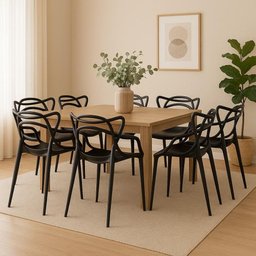 Kit 8 Cadeiras Allegra Preta Sala Cozinha Jantar - 1