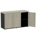Ver imagem 4 de Armário Baixo Credenza PE40 Pandin 121,50 cm (largura) MDP Cor Nogueira CasaBlanca e Preto Tres