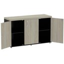 Ver imagem 2 de Armário Baixo Credenza PE40 Pandin 121,50 cm (largura) MDP Cor Nogueira CasaBlanca e Preto Tres