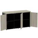 Ver imagem 3 de Armário Baixo Credenza PE40 Pandin 121,50 cm (largura) MDP Cor Nogueira CasaBlanca e Preto Tres