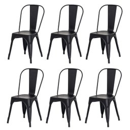 Kiti 6 Cadeiras Tolix Iron Design Preto Aço Industrial Sala Cozinha Jantar Bar - 1