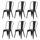 Ver imagem 2 de Kiti 6 Cadeiras Tolix Iron Design Preto Aço Industrial Sala Cozinha Jantar Bar