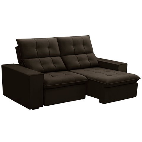 Sofá Retrátil Reclinável para Sala 3 Lugares 210cm Vincent F04 Veludo Marrom Escuro - Lyam Decor