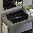 Ver imagem 1 de Cuba Sobrepor Banheiro de Cerâmica Napoli Mármore Sintético:Preto