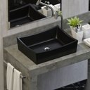 Ver imagem 1 de Cuba Sobrepor Banheiro de Cerâmica Napoli Mármore Sintético:Preto