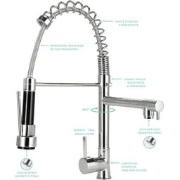 Cuba para Cozinha Pia Inox com Lixeira e Acessórios Carajás e Torneira pra Cozinha Gourmet - 5
