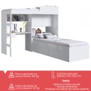 Ver imagem 2 de Conjunto Cama de Solteiro com Baú e Cama Alta Lion com Escada e Escrivaninha Branco Cj038 Art In Móv