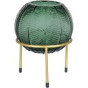 Ver imagem 1 de Vaso Decorativo Enfeite Planta Folhas com Suporte Metal Vidro 21x15x15cm Verde