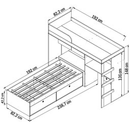 Conjunto Cama de Solteiro com Baú e Cama Alta Lion com Escada e Escrivaninha Montana Cj038 Art In Mó - 4