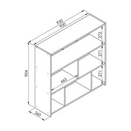 Estante para Livros Multiuso Organizadora Baixa 93cm com Nichos Funcionale Mo080 Art In Móveis - 3