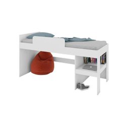 Conjunto Cama Infantil 88cm com Escorregador e Baú 2pc Branco Cj039 Meu Fofinho - 2