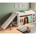 Ver imagem 2 de Cama Infantil 185,2cm com Escorregador, Escada e Cortina Diversão Branco CM090 Meu Fofinho