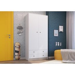 Guarda Roupa Infantil Amore 85cm 02 Portas e 02 Gavetas Gr090 Meu Fofinho - Branco - 3