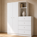 Ver imagem 1 de Guarda Roupa Infantil Roupeiro com Comoda para Quarto 2 Portas 4 Gavetas Branco
