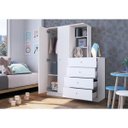 Ver imagem 5 de Guarda Roupa Infantil 2 Portas 110,6cm com Cômoda 4 Gavetas Cor:branco