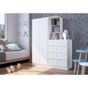 Ver imagem 1 de Guarda Roupa Infantil 2 Portas 110,6cm com Cômoda 4 Gavetas Cor:branco
