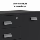 Ver imagem 5 de Armário Baixo 1 Porta Lado Direito e 4 Gavetas Esquerdo com Chave 90cm x 50cm Cor:Preto