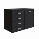 Ver imagem 2 de Armário Baixo 1 Porta Lado Direito e 4 Gavetas Esquerdo com Chave 90cm x 50cm Cor:Preto