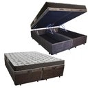 Ver imagem 1 de Cama Box Baú Queen Colchão Mola Ensacada Acolchões + Box Suede 71x158x198 Cor:Marrom