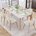 Ver imagem 2 de Kit 04 Cadeiras de Jantar e Estar Living Estofada Mia L02 Linho Champagne - Lyam Decor