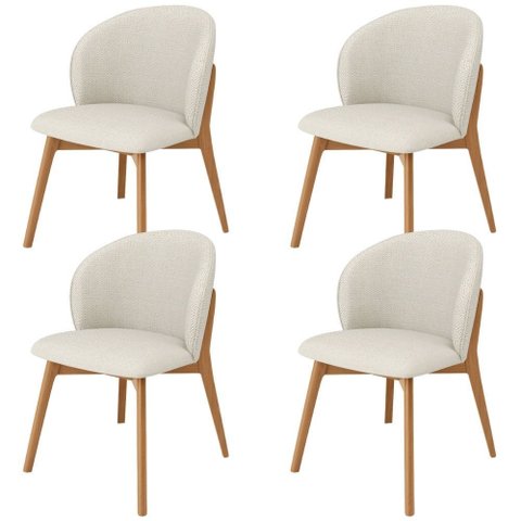 Kit 04 Cadeiras de Jantar e Estar Living Estofada Mia L02 Linho Champagne - Lyam Decor
