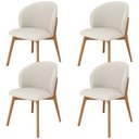 Ver imagem 1 de Kit 04 Cadeiras de Jantar e Estar Living Estofada Mia L02 Linho Champagne - Lyam Decor