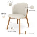 Ver imagem 5 de Kit 04 Cadeiras de Jantar e Estar Living Estofada Mia L02 Linho Champagne - Lyam Decor