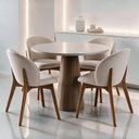 Ver imagem 2 de Kit 04 Cadeiras de Jantar e Estar Living Estofada Mia L02 Linho Champagne - Lyam Decor