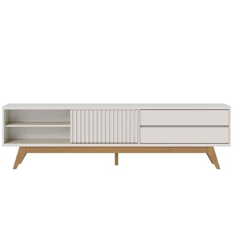 Rack Bancada para TV até 75" 2 Gavetas Verona Off White Matte