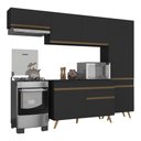 Ver imagem 2 de Armário Cozinha Modulada Compacta 252cm com Balcão Veneza Multimóveis Mp3761 Preto/dourado