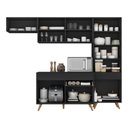 Ver imagem 4 de Armário Cozinha Modulada Compacta 252cm com Balcão Veneza Multimóveis Mp3761 Preto/dourado