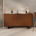 Ver imagem 1 de Aparador de Sala Buffet Preto Alto Madeira 135 Cm Prateleiras Reguláveis Arto Idimex