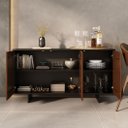 Ver imagem 5 de Aparador de Sala Buffet Preto Alto Madeira 135 Cm Prateleiras Reguláveis Arto Idimex