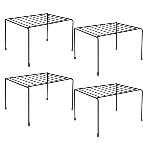 Kit 4 Organizadores de Armário Prateleira Aramada Multiuso Preta 27cm Pequena Utimil