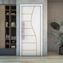 Ver imagem 5 de Porta de Madeira Moderna Pinus e MDF com Frisos:Branco