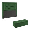 Ver imagem 1 de Kit Cabeceira Pegasus e Calçadeira Sagitarius 160 Para Cama Queen Sued Verde Aradecor